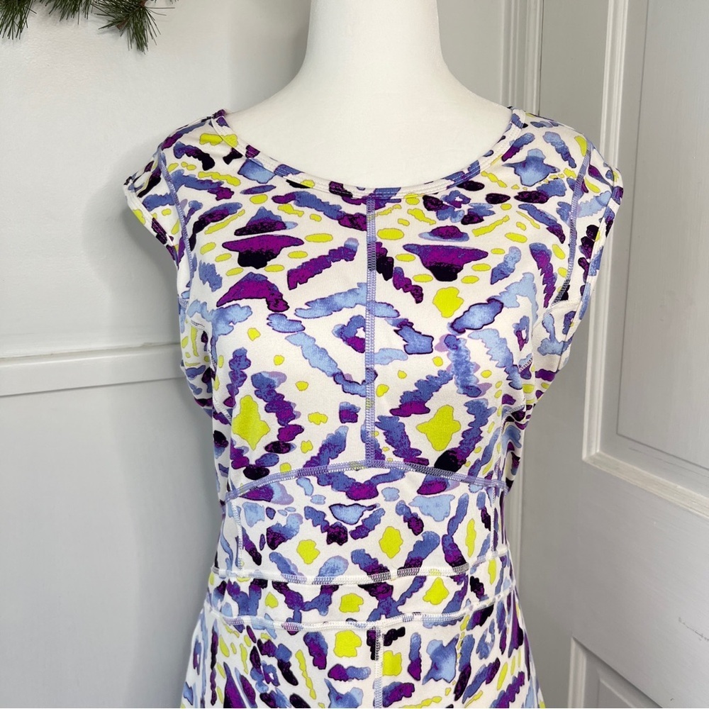 Title Nine Dream Fit & Flare Geometric Purple Multicolor Athletic Dress - Picture 3 of 13